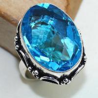 Tpz 387b bague t57 medievale chevaliere topaze bleue suisse bijoux argent 925 vente achat