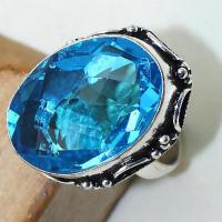 Tpz 387c bague t57 medievale chevaliere topaze bleue suisse bijoux argent 925 vente achat