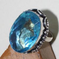 Tpz 388c bague t58 medievale chevaliere topaze bleue suisse bijoux argent 925 vente achat