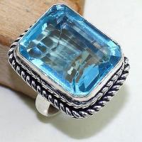 Tpz 390b bague t61 medievale chevaliere topaze bleue suisse bijoux argent 925 vente achat