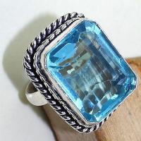 Tpz 390c bague t61 medievale chevaliere topaze bleue suisse bijoux argent 925 vente achat