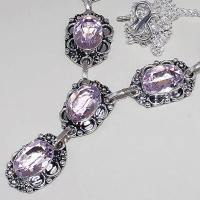 Tpz 392b collier sautoir parure topaze rose pink bijou argent 925 vente achat