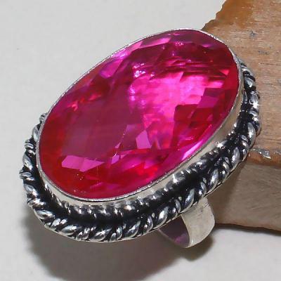 Tpz 393a bague t60 chevaliere medievale topaze rose pink bijoux argent 925 vente achat