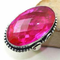 Tpz 394a bague t59 chevaliere medievale topaze rose pink bijoux argent 925 vente achat