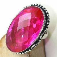 Tpz 394c bague t59 chevaliere medievale topaze rose pink bijoux argent 925 vente achat