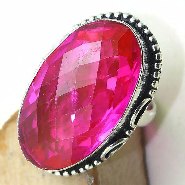 Tpz 394c bague t59 chevaliere medievale topaze rose pink bijoux argent 925 vente achat