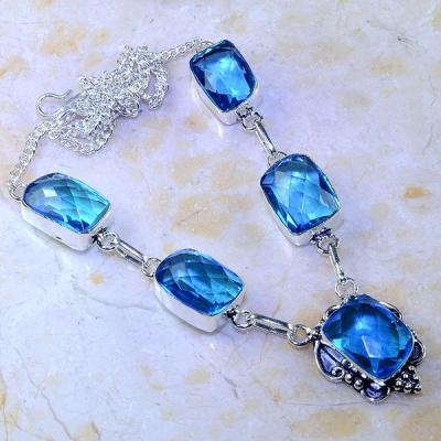 Tpz 408a collier sautoir parure topaze bleue iolite bijou argent 925 vente achat