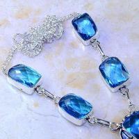 Tpz 408c collier sautoir parure topaze bleue iolite bijou argent 925 vente achat