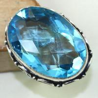 Tpz 416b bague t59 chevaliere medievale topaze bleue suisse bijoux argent 925 vente achat