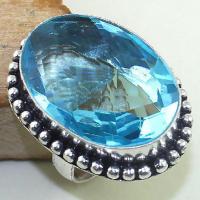 Tpz 418b bague t56 chevaliere medievale topaze bleue suisse bijoux argent 925 vente achat