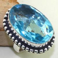 Tpz 419b bague t56 chevaliere medievale topaze bleue suisse bijoux argent 925 vente achat