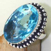 Tpz 419c bague t56 chevaliere medievale topaze bleue suisse bijoux argent 925 vente achat