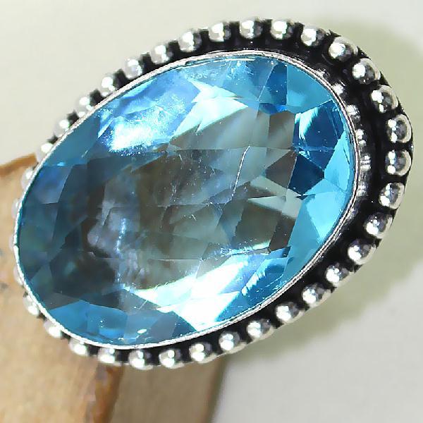Tpz 420c bague t57 chevaliere medievale topaze bleue iolite bijoux argent 925 vente achat
