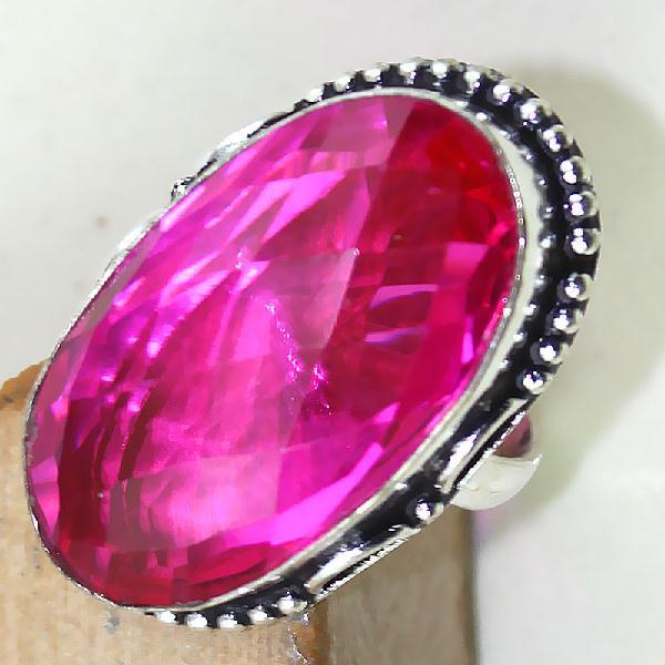 Tpz 421c bague t60 topaze rose pink gemme lithotherapie bijou argent 925 vente achat