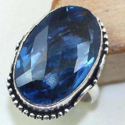 Tpz 426b bague t54 chevaliere medievale topaze bleue iolite bijoux argent 925 vente achat