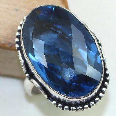 Tpz 426b bague t54 chevaliere medievale topaze bleue iolite bijoux argent 925 vente achat