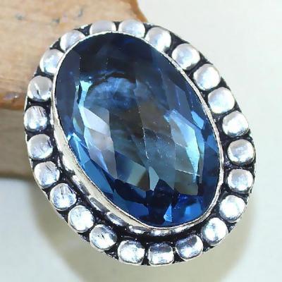 Tpz 429b bague t59 chevaliere medievale topaze bleue iolite bijoux argent 925 vente achat