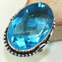 Tpz 432a bague t59 chevaliere medievale topaze bleue iolite bijoux argent 925 vente achat