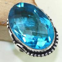 Tpz 432b bague t59 chevaliere medievale topaze bleue iolite bijoux argent 925 vente achat