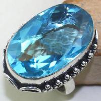 Tpz 435a bague t60 chevaliere medievale topaze bleue suisse bijoux argent 925 vente achat