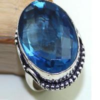 Tpz 437a bague t61 chevaliere medievale topaze bleue iolite bijoux argent 925 vente achat