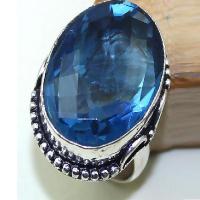 Tpz 437b bague t61 chevaliere medievale topaze bleue iolite bijoux argent 925 vente achat