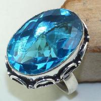 Tpz 438a bague t59 chevaliere medievale topaze bleue suisse bijoux argent 925 vente achat