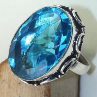 Tpz 438c bague t59 chevaliere medievale topaze bleue suisse bijoux argent 925 vente achat