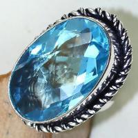 Tpz 439c bague t55 chevaliere medievale topaze bleue suisse bijoux argent 925 vente achat 1