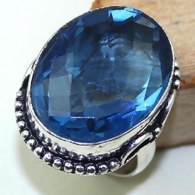 Tpz 442a bague t59 chevaliere medievale topaze bleue iolite bijoux argent 925 vente achat