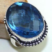 Tpz 442b bague t59 chevaliere medievale topaze bleue iolite bijoux argent 925 vente achat