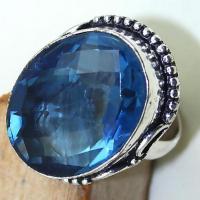 Tpz 442c bague t59 chevaliere medievale topaze bleue iolite bijoux argent 925 vente achat