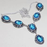 Tpz 460a collier sautoir parure topaze bleue iolite bijou argent 925 vente achat