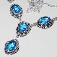 Tpz 460b collier sautoir parure topaze bleue iolite bijou argent 925 vente achat