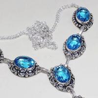 Tpz 460c collier sautoir parure topaze bleue iolite bijou argent 925 vente achat