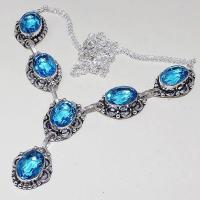 Tpz 460d collier sautoir parure topaze bleue iolite bijou argent 925 vente achat