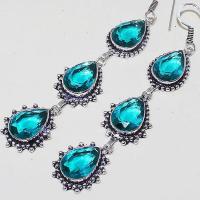 Tpz 461b boucles oreilles topaze bleue cristal argent 925 vente achat