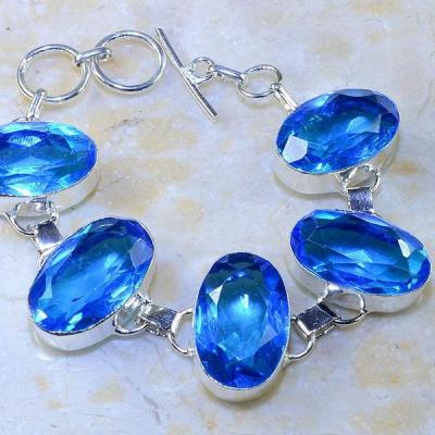 Tpz 471a bracelet topaze quartz bleue tanzanite bijou argent 925 vente achat