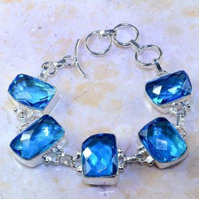 Tpz 472a bracelet topaze quartz bleue tanzanite bijou argent 925 vente achat