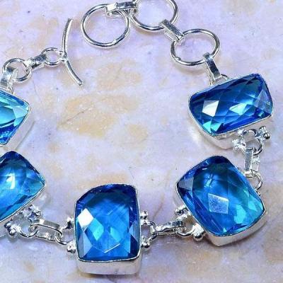 Tpz 472a bracelet topaze quartz bleue tanzanite bijou argent 925 vente achat