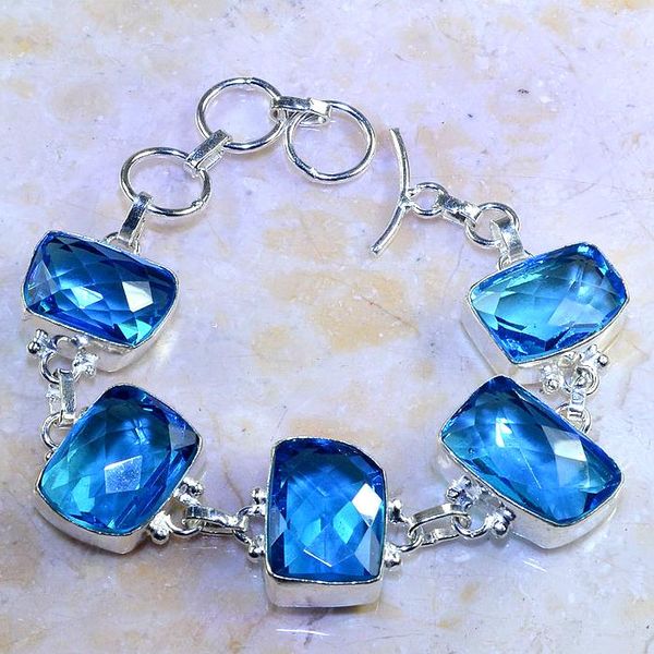 Tpz 472d bracelet topaze quartz bleue tanzanite bijou argent 925 vente achat