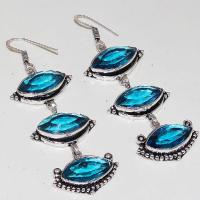 Tpz 474a boucles oreilles topaze bleue tanzanite bijoux6argent 925 vente achat