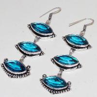 Tpz 474b boucles oreilles topaze bleue tanzanite bijoux6argent 925 vente achat