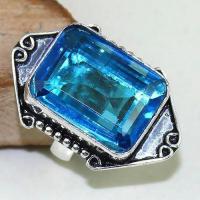 Tpz 481b bague t58 chevaliere medievale topaze bleue suisse bijoux argent 925 vente achat