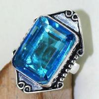 Tpz 481c bague t58 chevaliere medievale topaze bleue suisse bijoux argent 925 vente achat