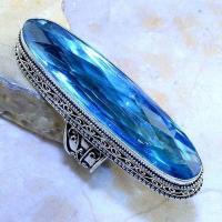 Tpz 497b bague t58 chevaliere medievale topaze bleue suisse bijoux argent 925 vente achat