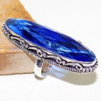 Tpz 509b bague t55 chevaliere medievale topaze bleue suisse bijoux argent 925 vente achat