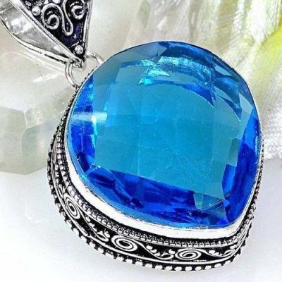 Tpz 516c pendentif pierre topaze bleu persan iolite lithotherapie bijou argent 925 vente achat