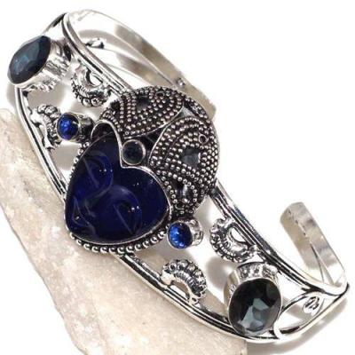 Tpz 534d bracelet torque bouddha topaze bleu gothique argent 925 bijoux achat vente