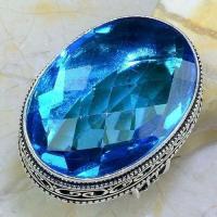 Tpz 540a bague t57 chevaliere medievale topaze bleue suisse bijoux argent 925 vente achat